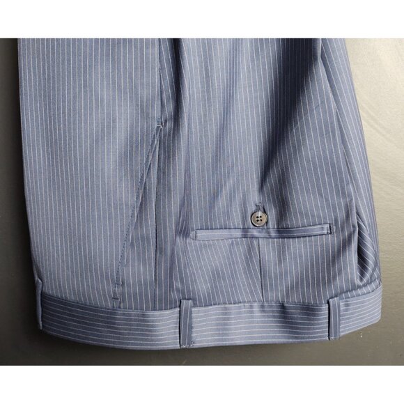 Snover Blue Pinstripe Suit Men's 38 Jacket/34W Pants 2-Pc Sharp Fit - Picture 13 of 16